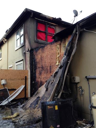 Severe fire damage to residential property